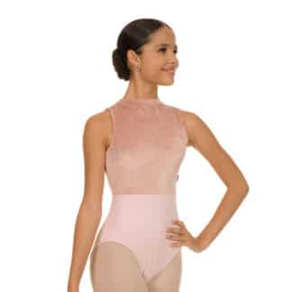 Collant ballet busto em veludo e gola alta