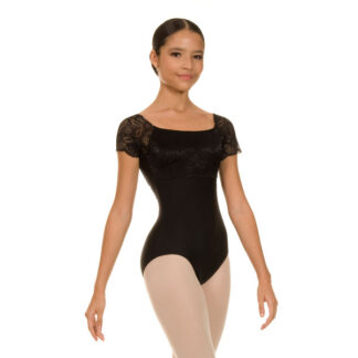 Collant Ballet Manga Curta Renda