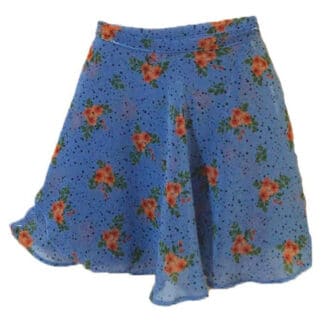 Saia Ballet Musseline Estampa Primavera Azul