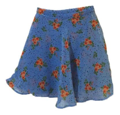 Saia Ballet Musseline Estampa Primavera Azul