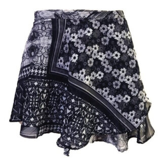 Saia Ballet Musseline  Estampa Flor Negra