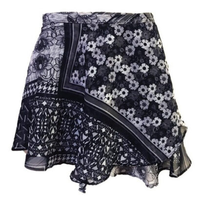 Saia Ballet Musseline  Estampa Flor Negra